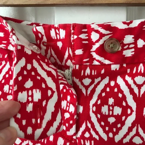 J Crew red & white city fit stretch IKAT shorts - Picture 9 of 12